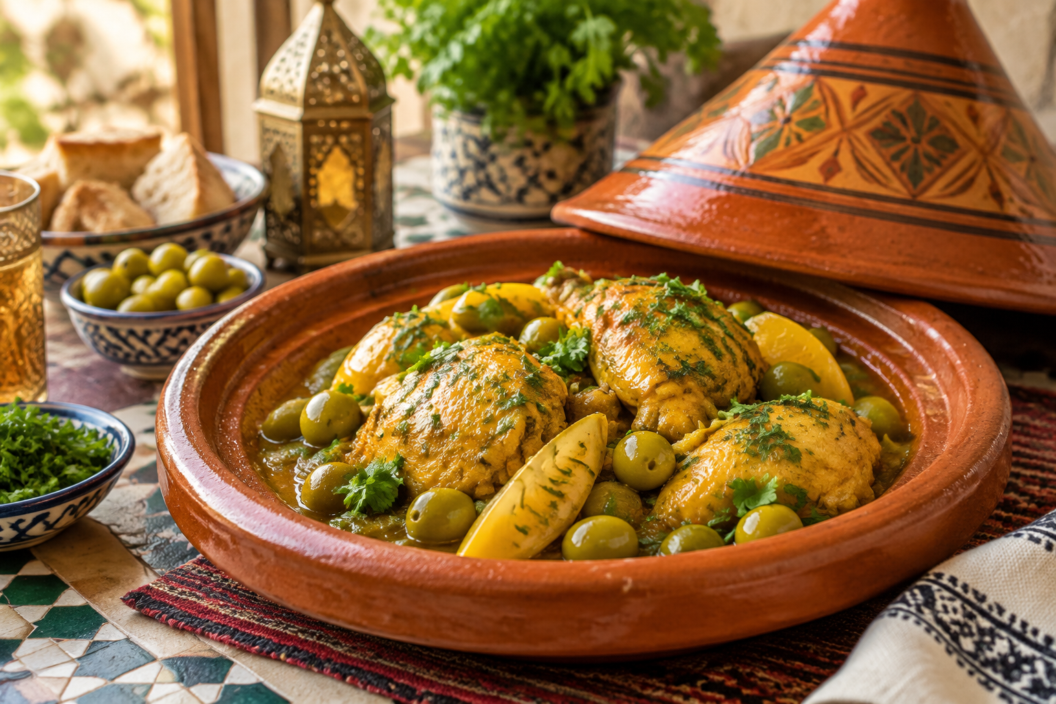 Kip met citroen en olijven uit de tajine: een eenvoudig recept voor beginners