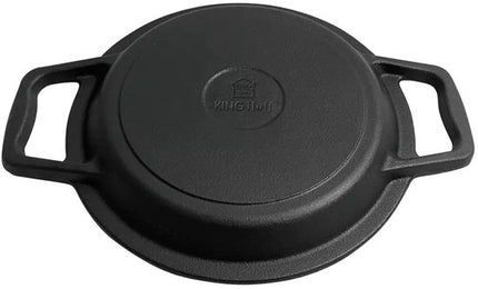Kinghoff KH1733 Gusseisen-Campingtopfset – 3-in-1 – 8 Liter – Geeignet für Feuer, Herd & Ofen – Inkl. Grilldeckel & Gestell – Camping – Zelten
