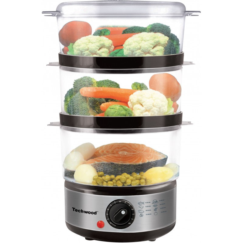 CUISEUR VAPEUR TECHWOOD - 3 paniers vapeur - 6 Litres