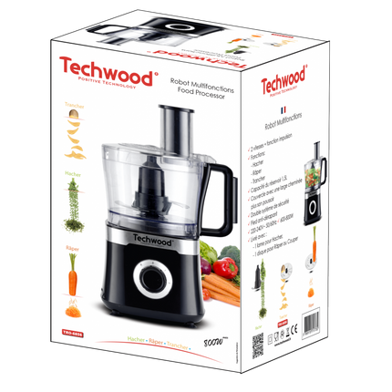 Techwood - Foodprocessor  blender-  Hakmolen - Mengkom 1.5 L - zwart