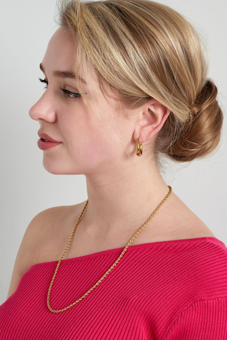 Gold Twisted Men's / Women's Necklace – Sturdy Braided Chain – 60 cm – Stainless Steel
