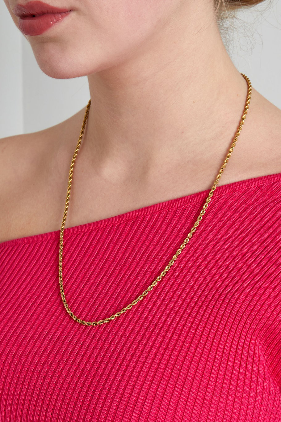 Gold Twisted Men's / Women's Necklace – Sturdy Braided Chain – 60 cm – Stainless Steel
