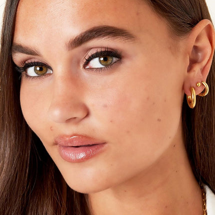 Basic oorbellen - mini - Goudkleur -  Stainless Steel - set van 2