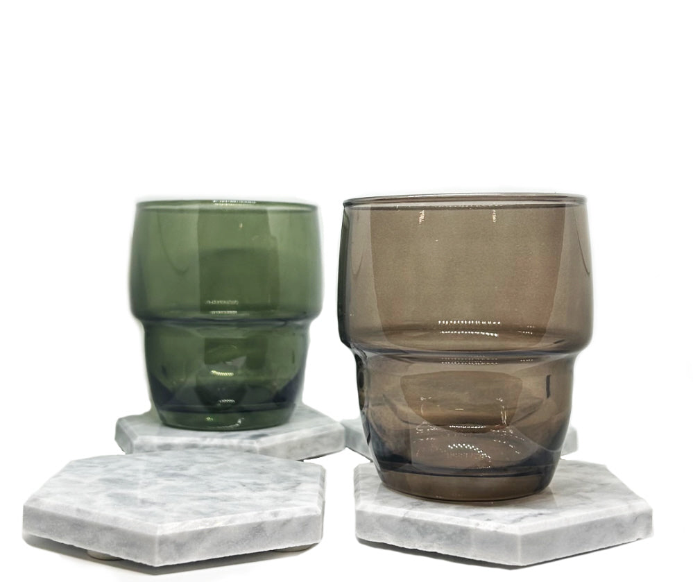 Marmeren onderzetters voor glazen – set van 4, wit, met antislip – foto 4