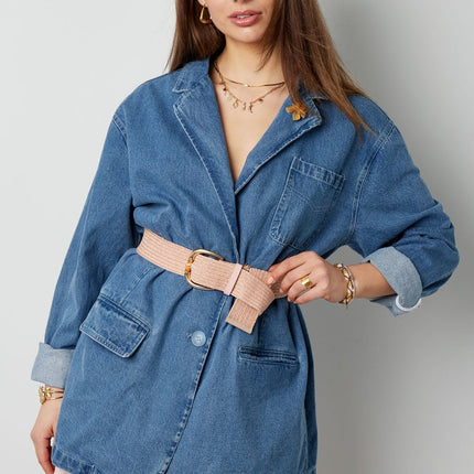 Damesriem Roze/Zalm - Polyester Riem met Goudkleurige Gesp - Klassiek Design