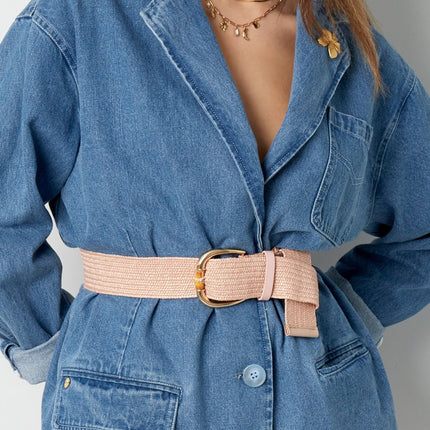 Damesriem Roze/Zalm - Polyester Riem met Goudkleurige Gesp - Klassiek Design