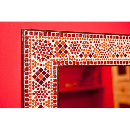 Orientalischer Spiegel mit Mosaikrahmen rot-orange 65 x 50 cm