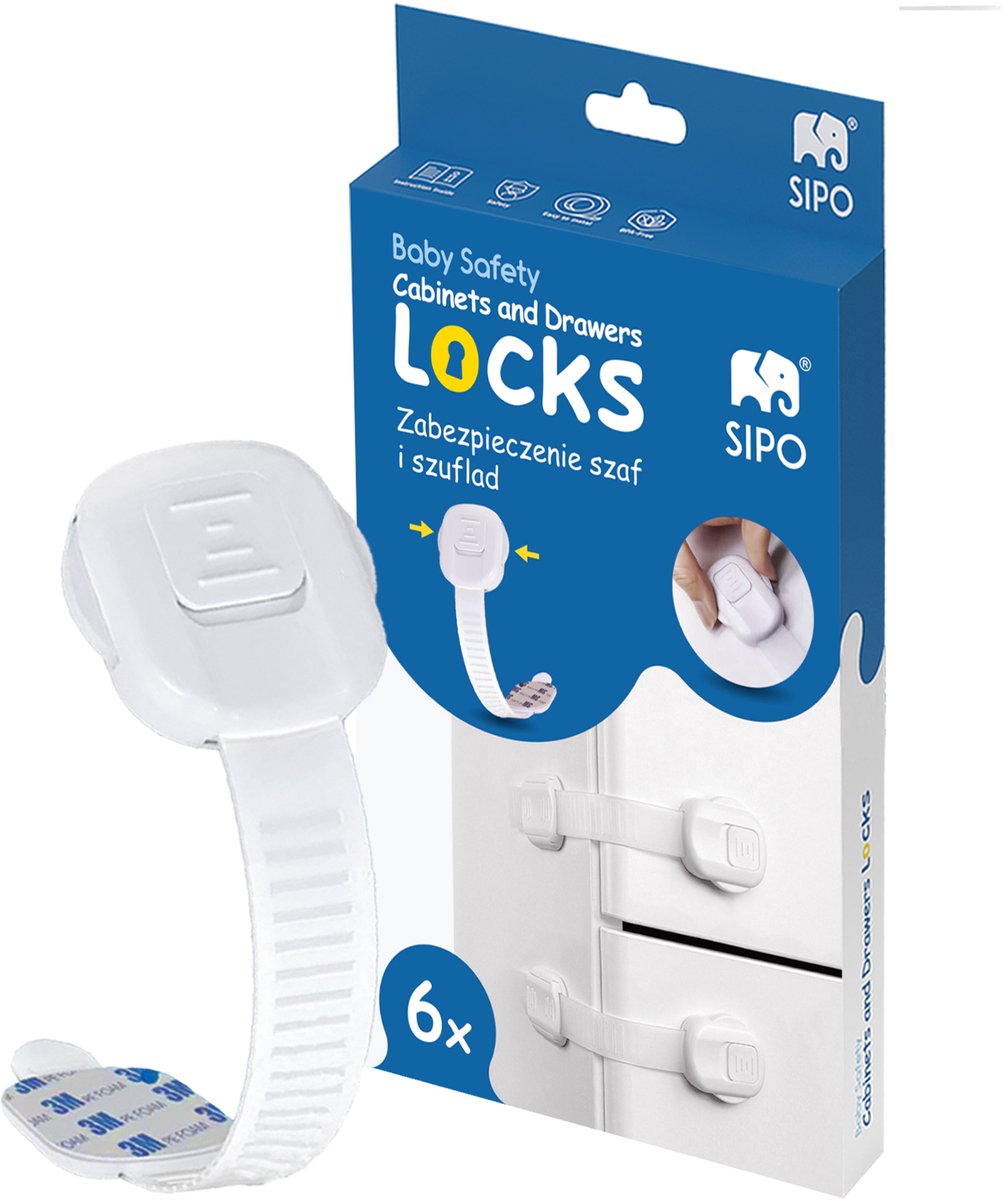 SIPO SBS-218 kastbeveiliging verstelbaar – babyslot voor kast en lade, 6 stuks