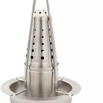 Kinghoff KH1880 - Kippenbraadrek Standaard van RVS - Grillstandaard met Kruidenhouder - Geschikt voor Oven, BBQ en Kampvuur - Ø18 cm, Hoogte 23 cm - Kiprooster - Kippenrooster