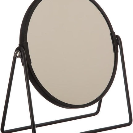 Dubbele make-up spiegel/scheerspiegel op voet 19 x 8 x 21 cm zwart - Badkamer scheerspiegels op standaard