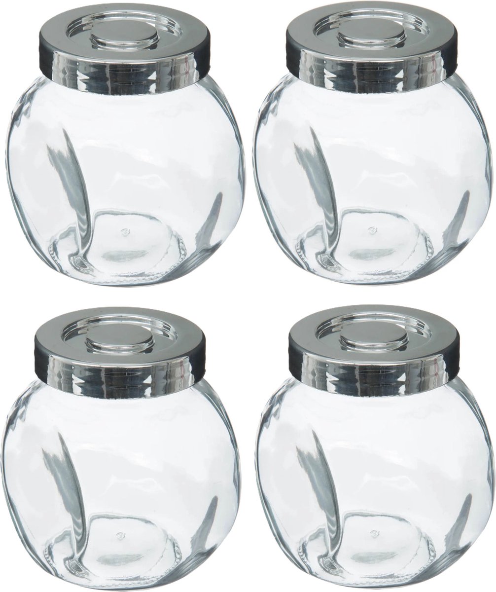 5Five kruidenpotjes van glas – set van 4 x 200 ml met luchtdichte RVS deksel