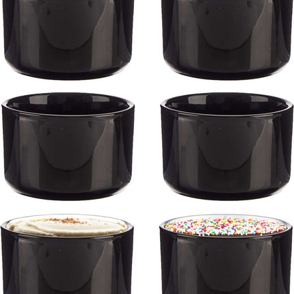 Vessia Amuse-Bouches/Dessertschalen/Servierschalen - Set 6x Stück - Schwarz - 10 x 6 cm - Küche/Esstisch - Keramik