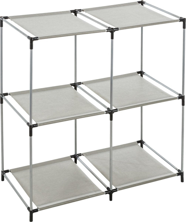 5Five Aufbewahrungsregal 2-stöckig – Metall – Kunststoff – Grau – 67 x 68 cm – für Aufbewahrungskörbe