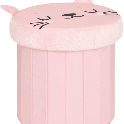 Atmosphera Kat Zusammenklappbarer Hocker – Aufbewahrung – Ø30xH38cm – Rosa