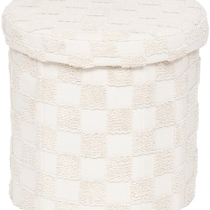 Atmosphera Opvouwbare Poef Geruit - Ø38xH38cm - Beige