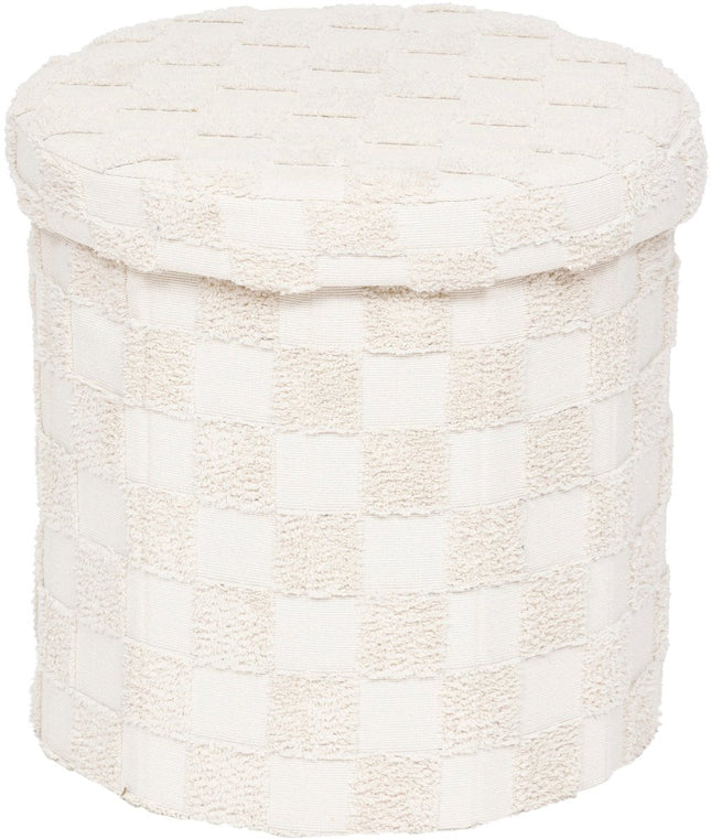 Atmosphera Opvouwbare Poef Geruit - Ø38xH38cm - Beige