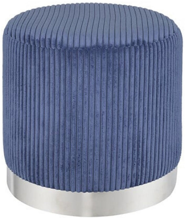 Atmosphera Sylia Corduroy Pouf – Ø38xH38cm – Tintenblau