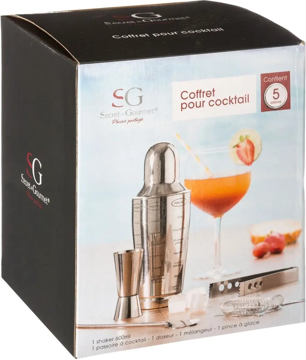 Shaker à cocktail 600 ml Inox Kit de 5 pièces
