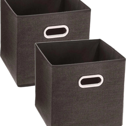 Set mit 2x Aufbewahrungskörben/Schrankkörben 29 Liter braun Leinen 31 x 31 x 31 cm – Aufbewahrungsboxen – Fachkorb
