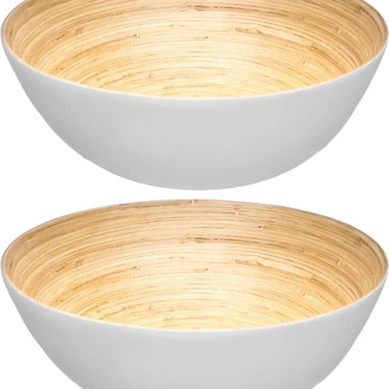 Secret de Gourmet Salatschüssel/Servierschale - Bambus weiß - D25 cm - 2er Set