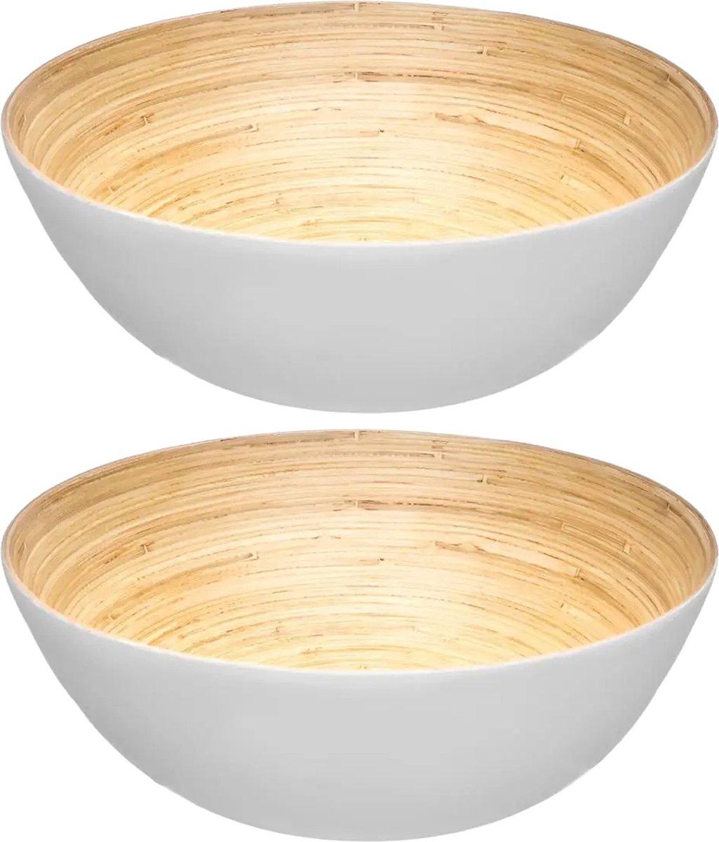 Secret de Gourmet Saladier/plat de service - bambou blanc - D25 cm - Lot de 2