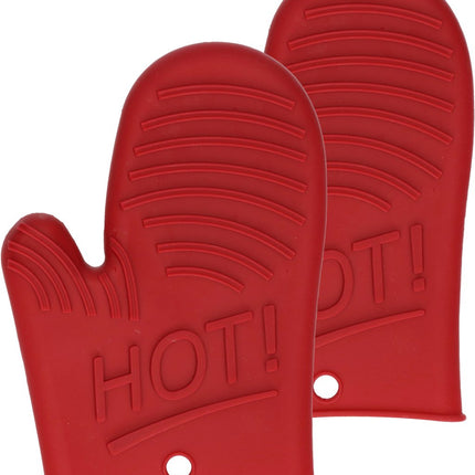 Secret de Gourmet Silikon Ofenhandschuh/Topflappen - 2x - rot - 15 x 21 cm - Topflappen - Küchenhandschuh