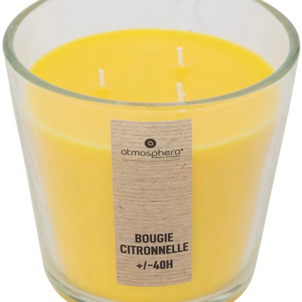 Atmosphera Candles Duftkerze - im Glas - Citronella-Aroma - 40 Stunden Brenndauer - 13 x 12 cm - Wohnaccessoire - Duftkerzen