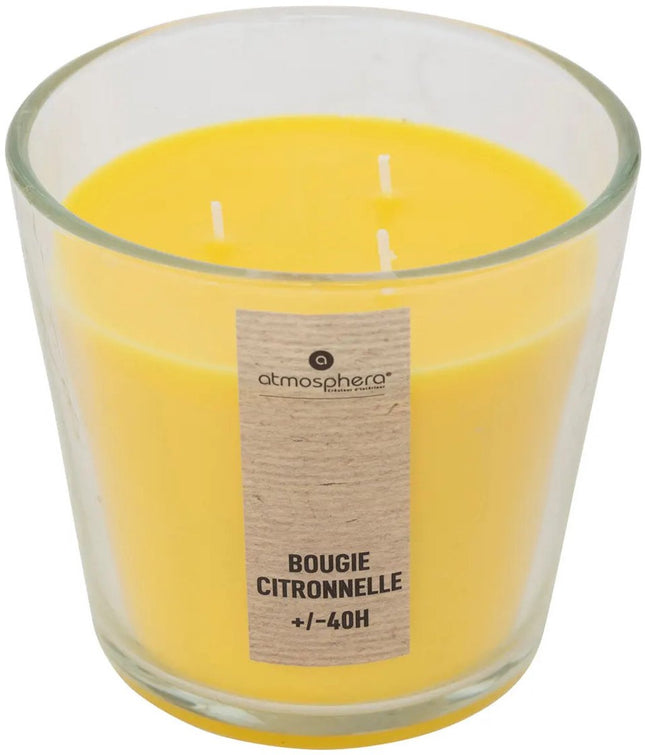 Atmosphera Candles Duftkerze - im Glas - Citronella-Aroma - 40 Stunden Brenndauer - 13 x 12 cm - Wohnaccessoire - Duftkerzen