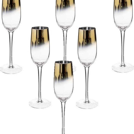 Secret de Gourmet Sektgläser/Flöten Arya - 6x Stück gold/transparent - Glas - 210 ml