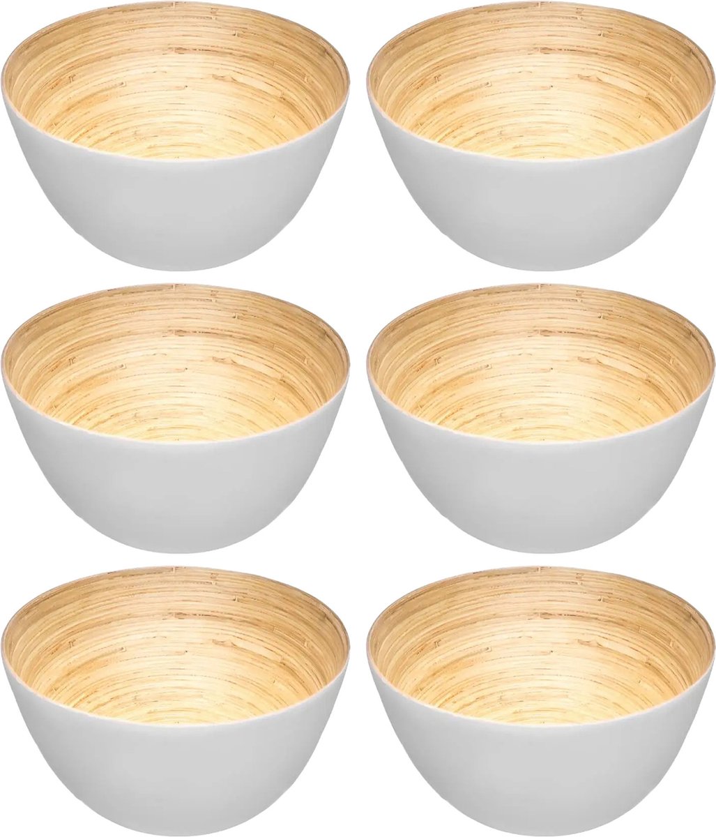 Secret de Gourmet - 6x - Salatschüssel / Servierschälchen - Bambus weiß - D17 cm