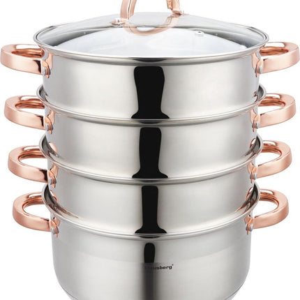 Klausberg 7736 - Dampfkochtopf - 5-teilig - 24 cm - 5 Liter - Edelstahl - alle Herdarten