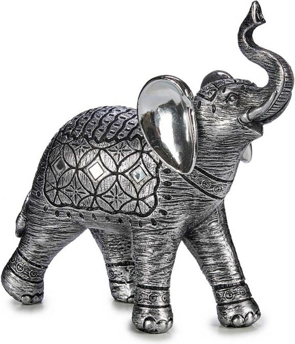 Elephant Silver Resin Silver (28 x 11 x 28 cm)