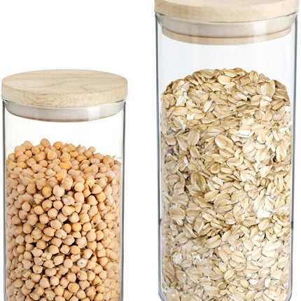 Secret de Gourmet - Vorratsdosen/Vorratsgläser Glas/Holz 6er-Set