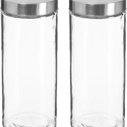 2x Vorratsdosen 2L Glas mit Edelstahldeckel - 2000 ml - Vorratsdosen mit luftdichtem Deckel