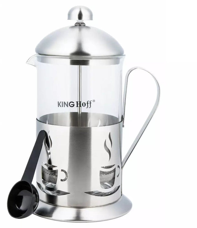 Kinghoff Theezetapparaat van Glas en RVS - 0,8 Liter - Smaakvolle Thee en Koffie - Geschikt voor de Vaatwasser - Theepot