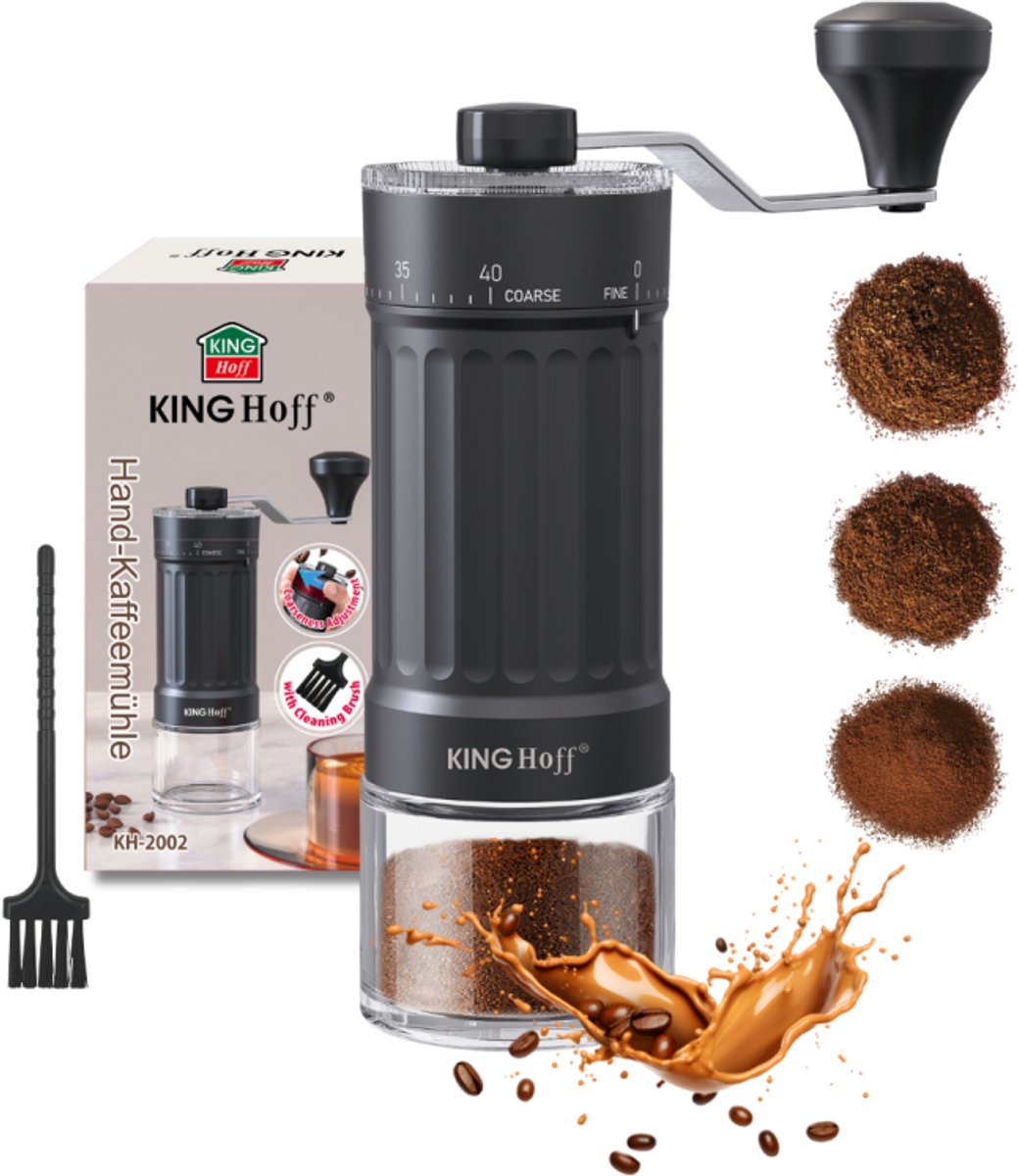 Kinghoff handmatige koffiemolen KH-2002 – keramische maalschijven, traploos