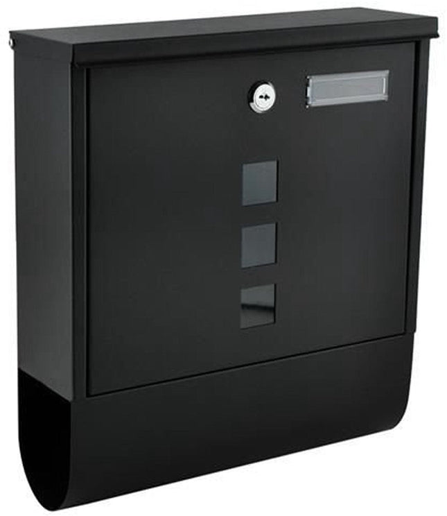 Briefkasten – mit Zeitungsfach – Wandbriefkasten – matt schwarz