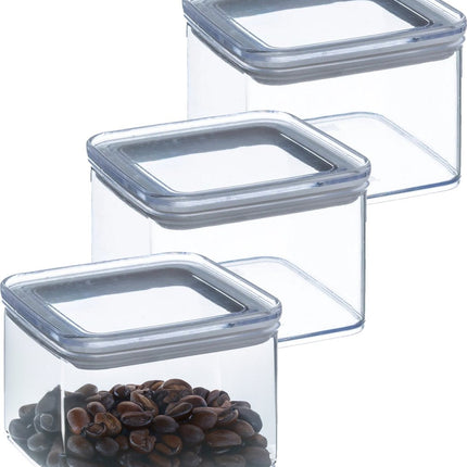 5Five Voorraadpot - 5x - keuken/voedsel - kunststof - 500 ml - luchtdichte deksel - transparant - 10 x 10 x 7 cm