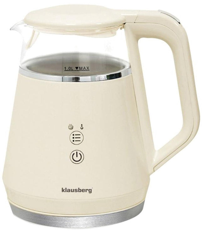 Klausberg KB-7893 Wasserkocher – 1 Liter, Glasdesign, LED-Bedienfeld, 5 Temperatureinstellungen, Warmhaltefunktion