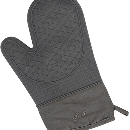 5Five Ovenwant handschoen - antraciet - katoen met siliconen - 18 x 29 cm - keuken - hete pannen