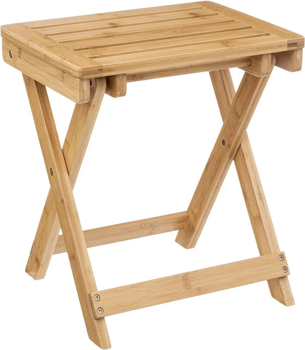 5Five - Table d'appoint pliable - 2x - bois de bambou - L39 x l33 x H44 cm