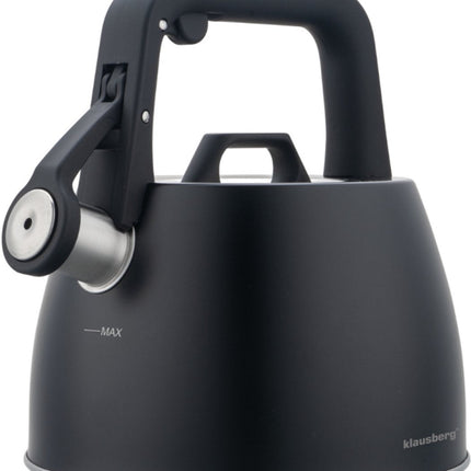 Klausberg 7915 - Pfeifkessel mit Pfeife - 2.5 Liter - Edelstahl - schwarz
