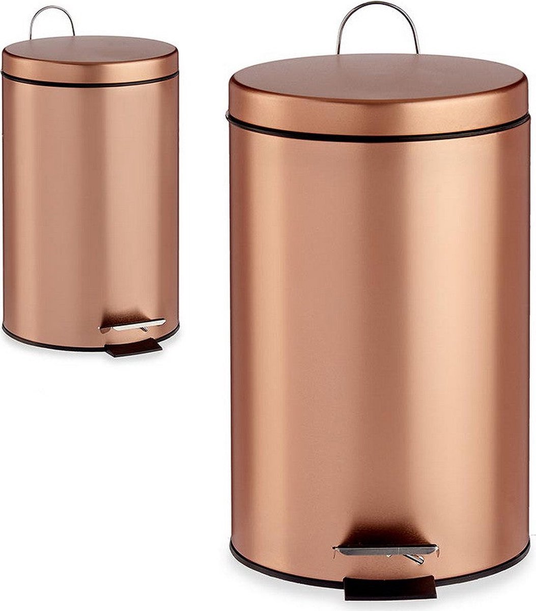 Poubelle à pédale en métal, contenance 7 litres, couleur cuivre, 31 x 20 cm
