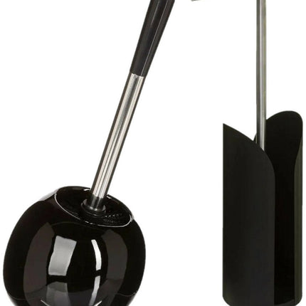 5Five - WC-Bürste - Toilettenbürste - mit Toilettenpapierhalter - Badset - in Schwarz - Dolomit und Metall