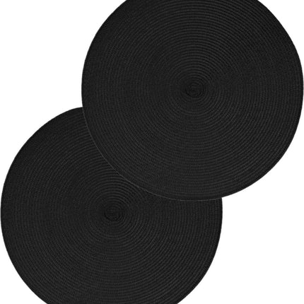 Secret de Gourmet runde Platzsets - 6er-Set - schwarz - geflochtenes Kunststoff - Ø 38 cm - Unterlagen
