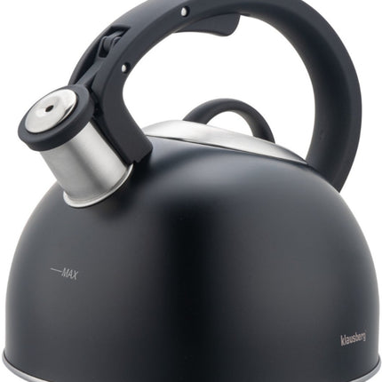 Klausberg 7911 - Flötenkessel mit Pfeife - 2.5 Liter - Edelstahl - schwarz