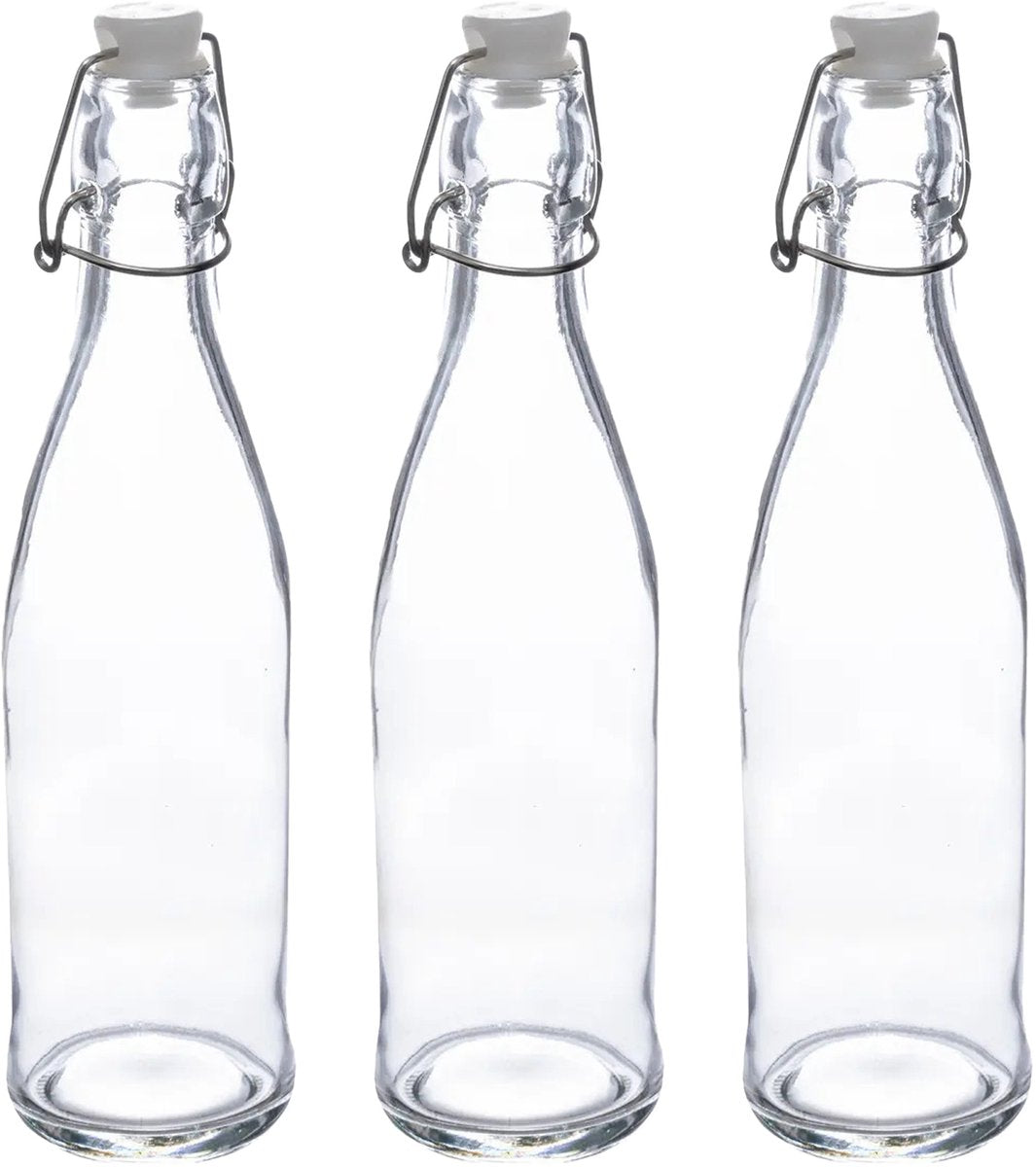 5Five Bouteille à étrier/bocaux Le Parfait - 3x - verre - transparent - hermétique - 0,5 litre - bouteille d'eau - limonade