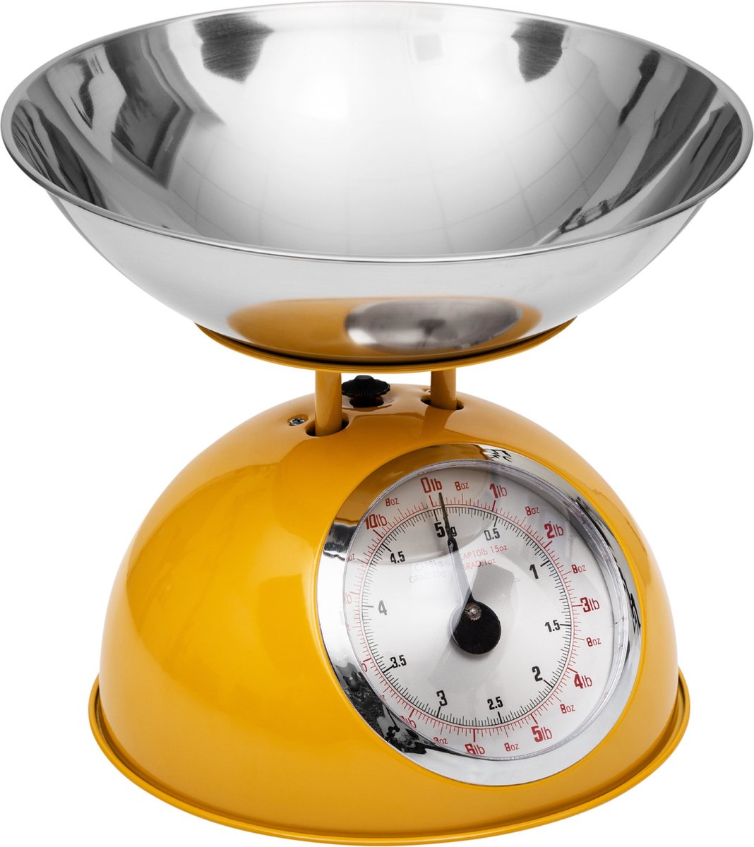 Balance de cuisine avec bol jaune acier inoxydable - L21 x l25 cm - Analogique - Rétro