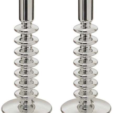 Atmosphera Kerzenleuchter - 2er-Set - Dekoglas - Tafelkerzen - Silber - D9 x H22 cm