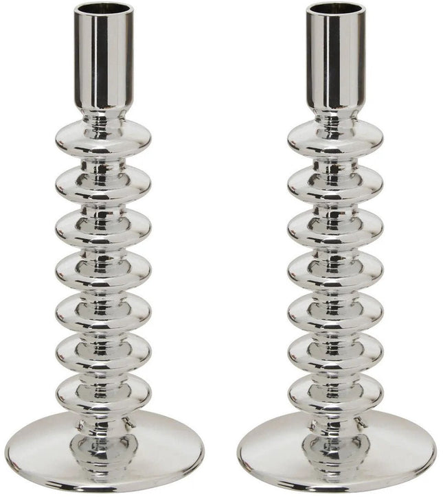 Atmosphera Kerzenleuchter - 2er-Set - Dekoglas - Tafelkerzen - Silber - D9 x H22 cm